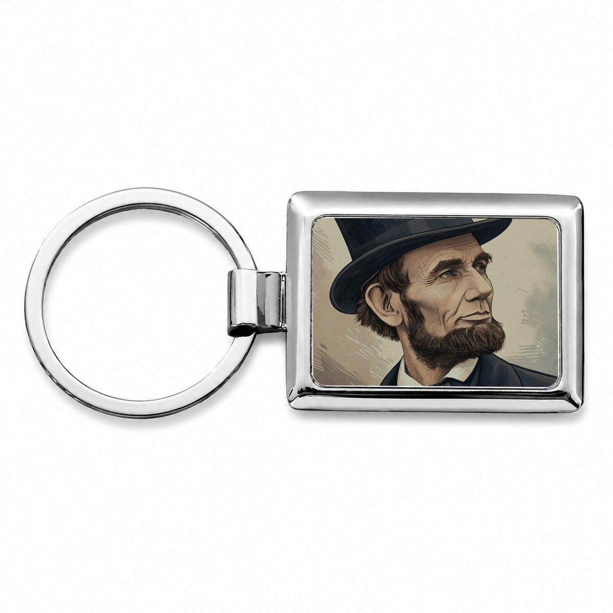 Abraham Lincoln Portrait Rectangle Metal Keychain