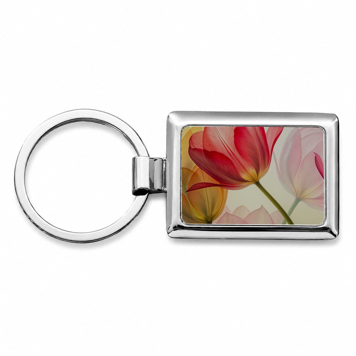 Abstract Tulips Rectangle Metal Keychain