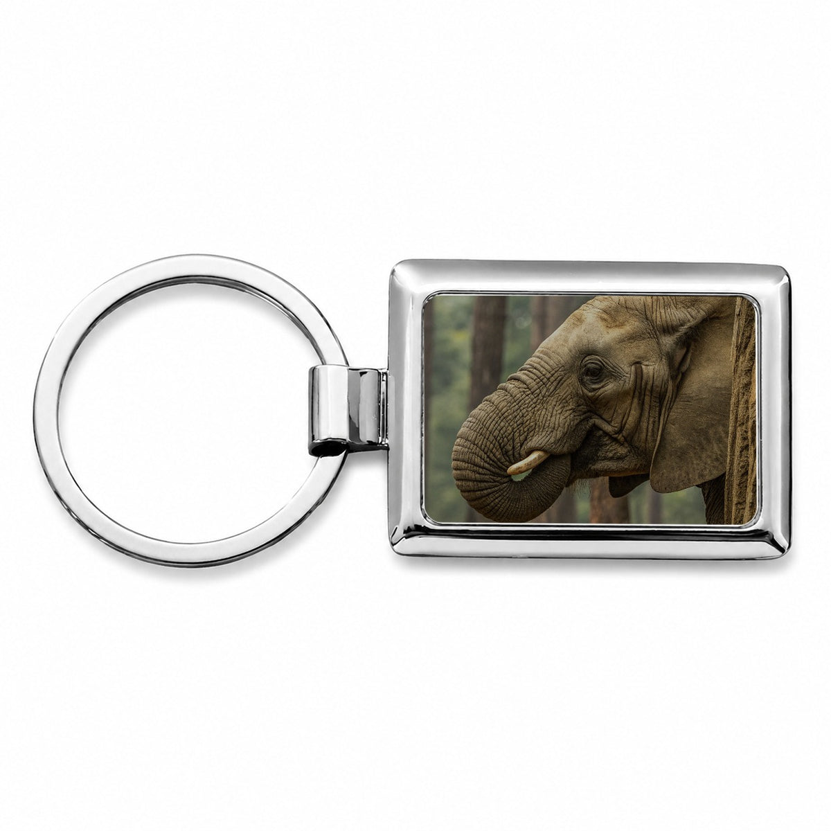 African Elephant Safari Wildlife Rectangle Metal Keychain