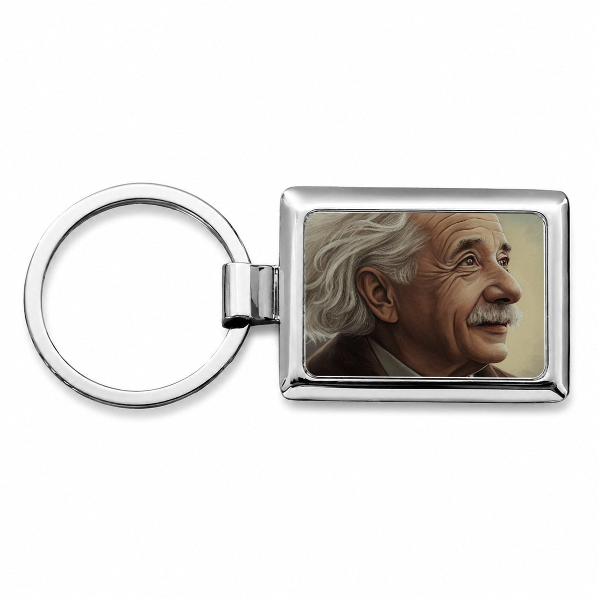 Albert Einstein Vintage Scientist Rectangle Metal Keychain