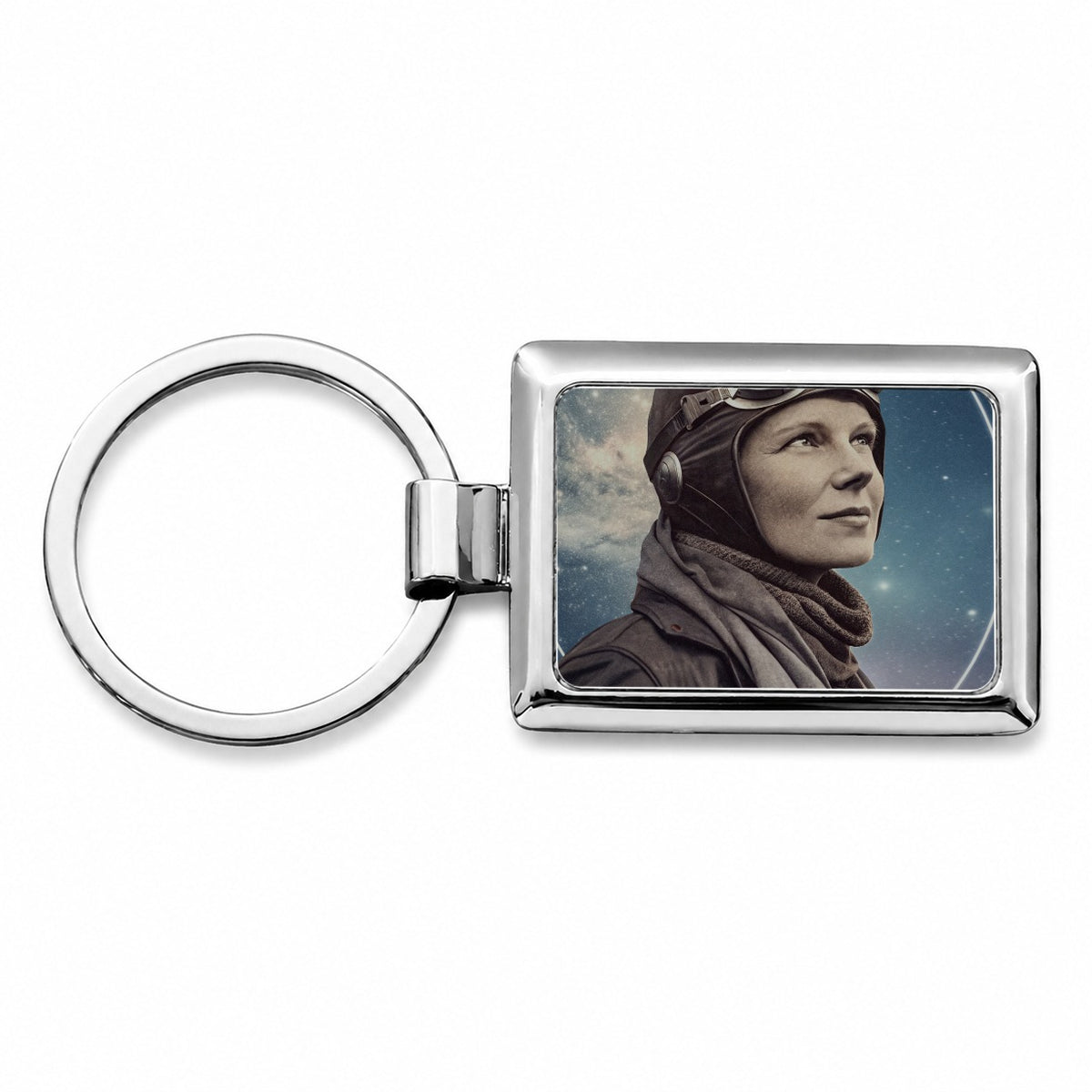 Amelia Earhart Aviation Rectangle Metal Keychain