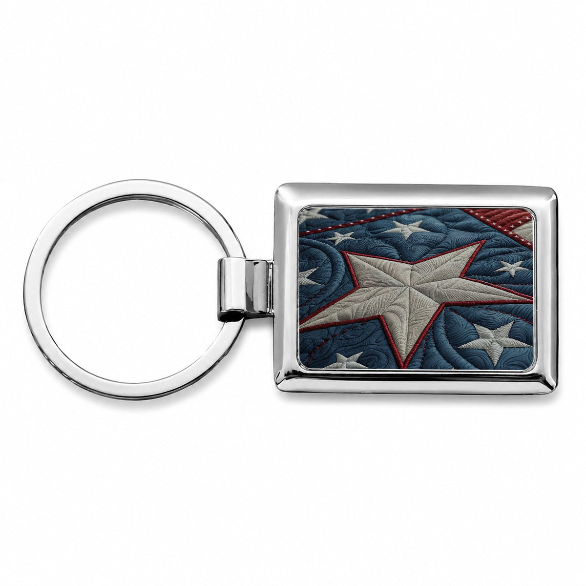 American Patriotic Quilt USA Rectangle Metal Keychain