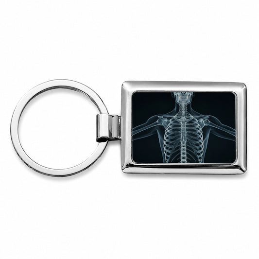 Anatomy Skeleton Xray Science Rectangle Metal Keychain
