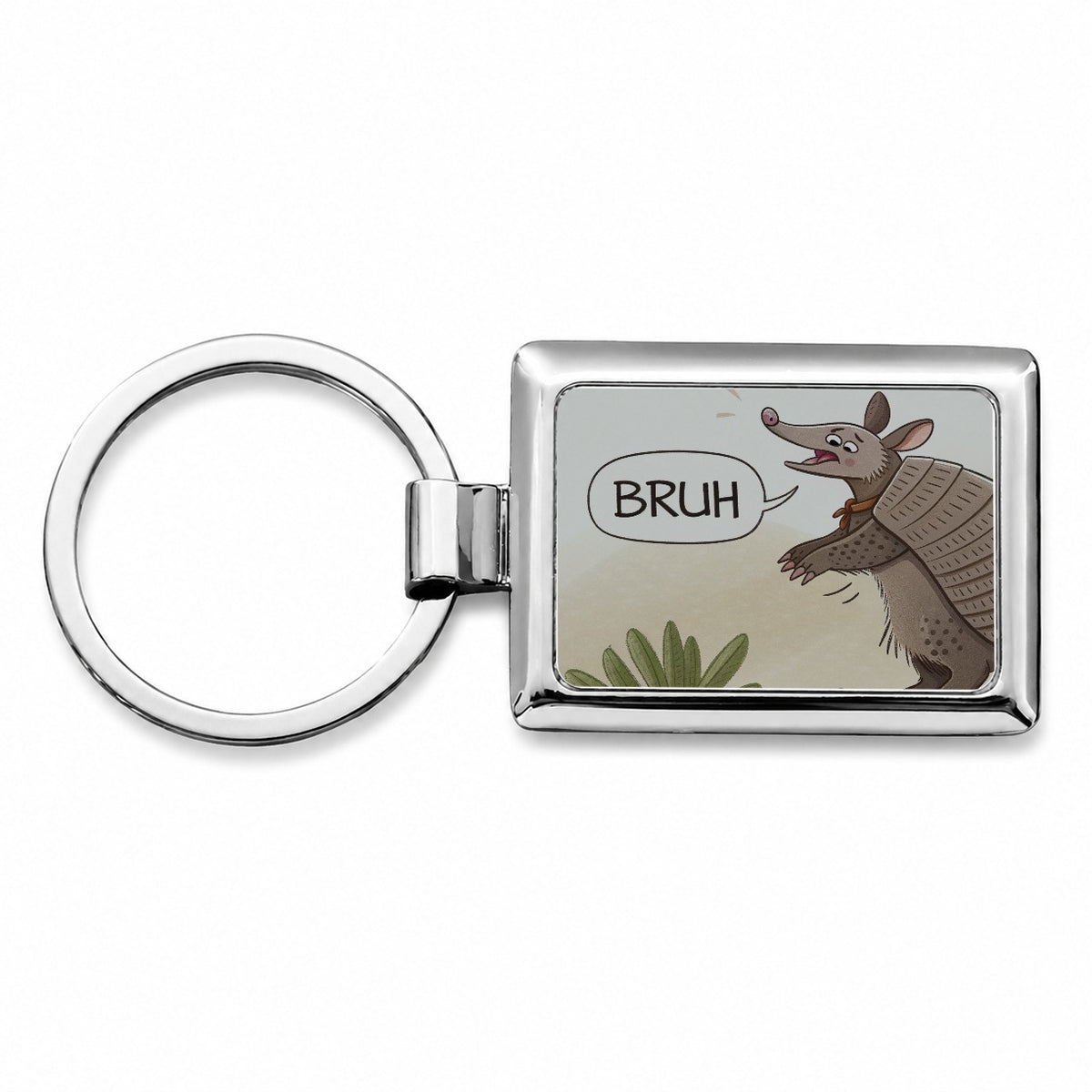 Armadillo Bruh Funny Rectangle Metal Keychain