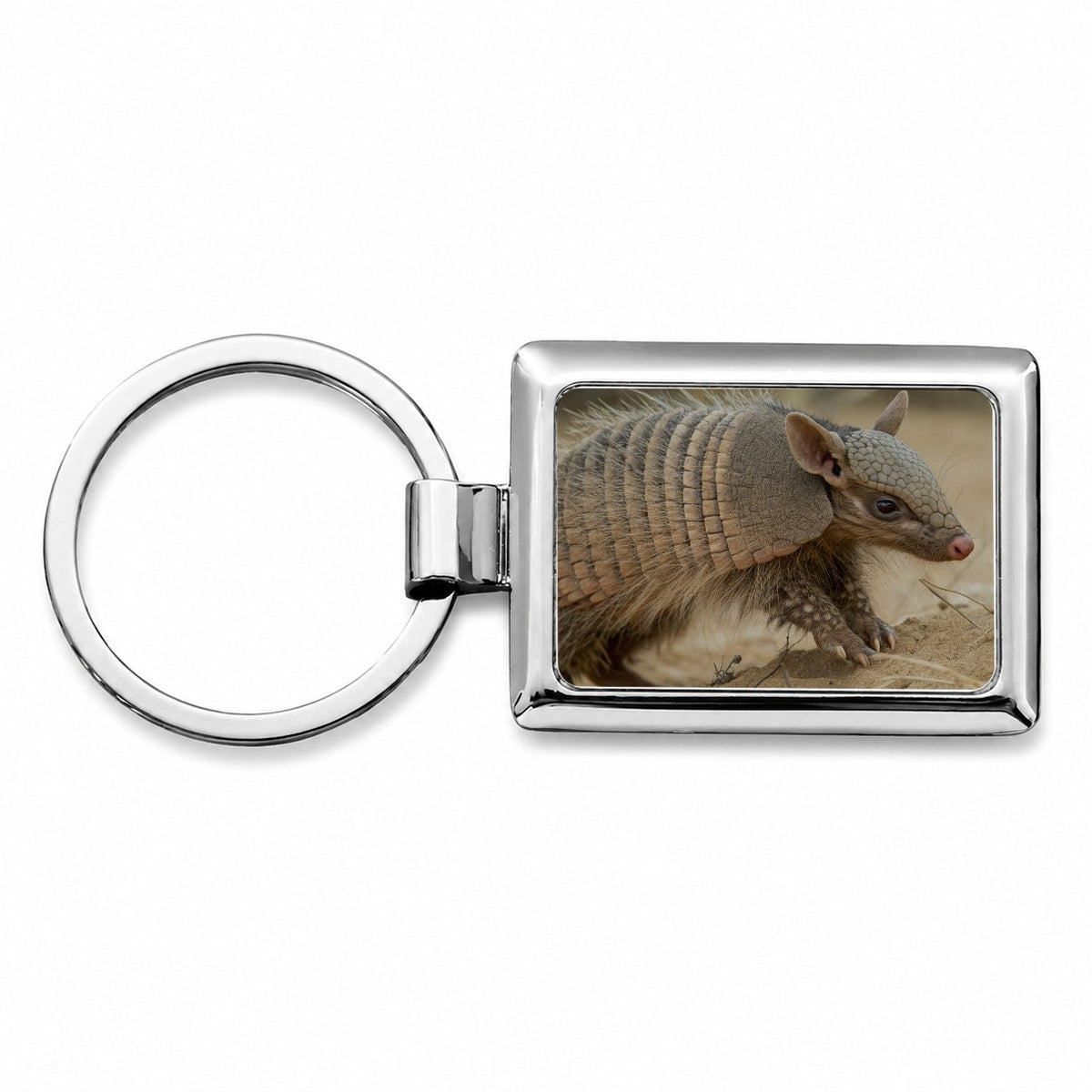 Armadillo in Nature Rectangle Metal Keychain