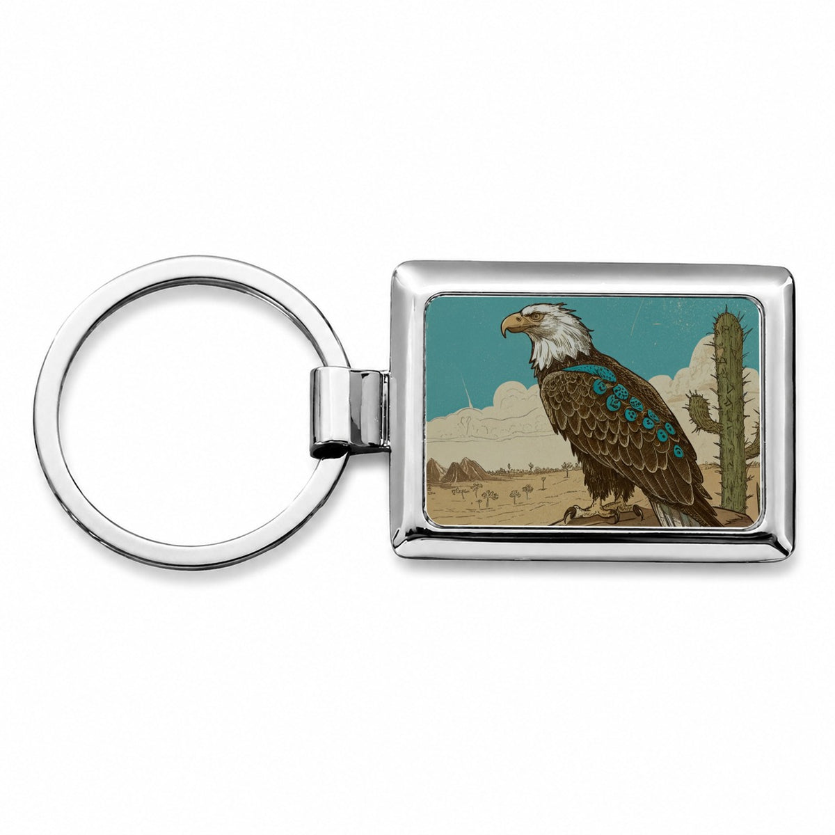 Bald Eagle of the Southwest Desert Rectangle Metal Keychain