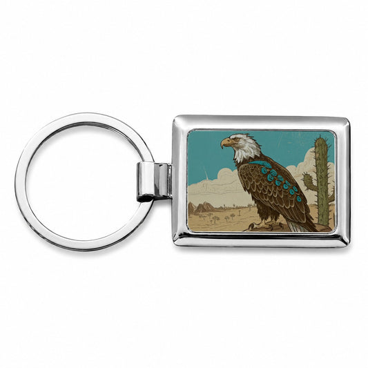 Bald Eagle of the Southwest Desert Rectangle Metal Keychain