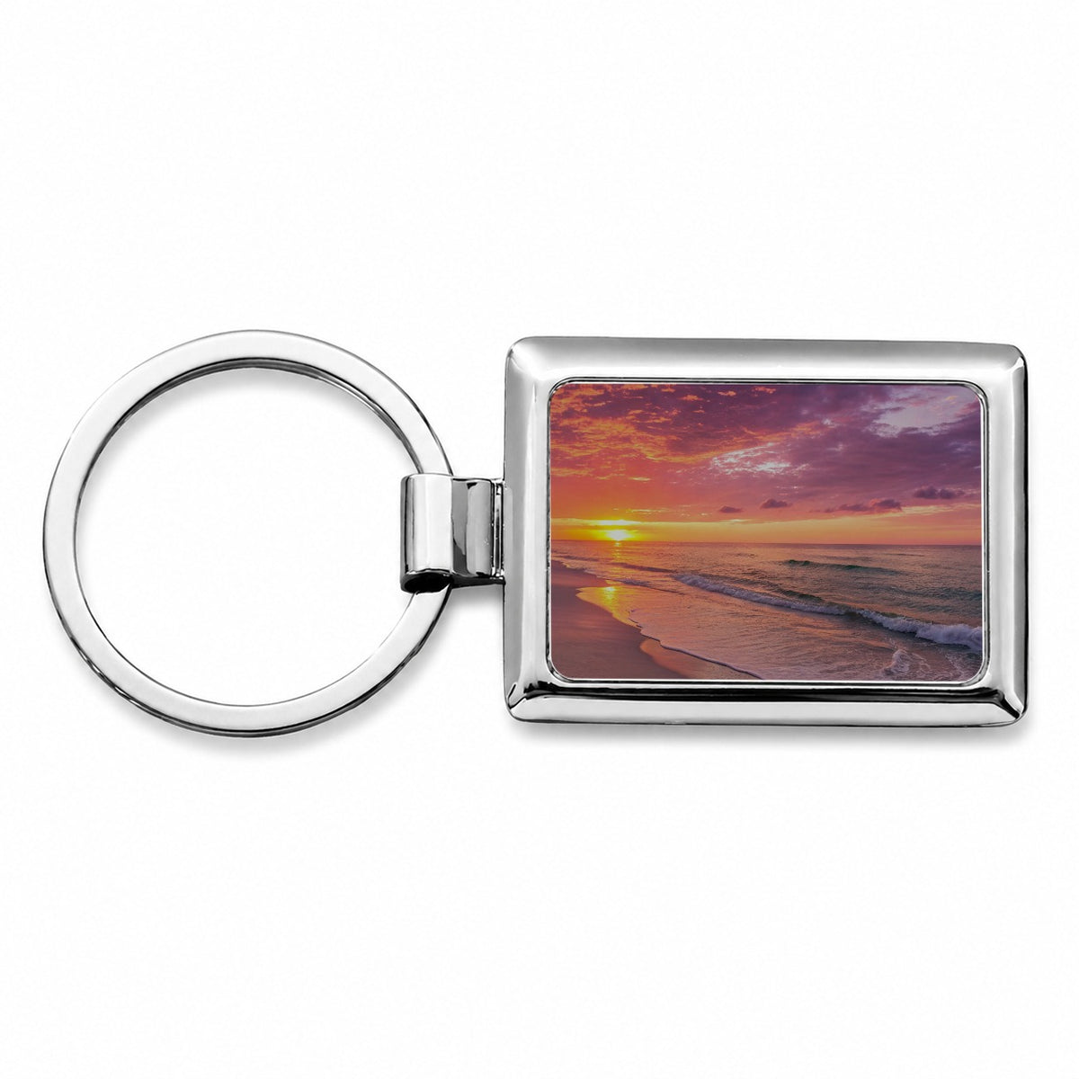 Beach Sunset Ocean Beautiful Rectangle Metal Keychain