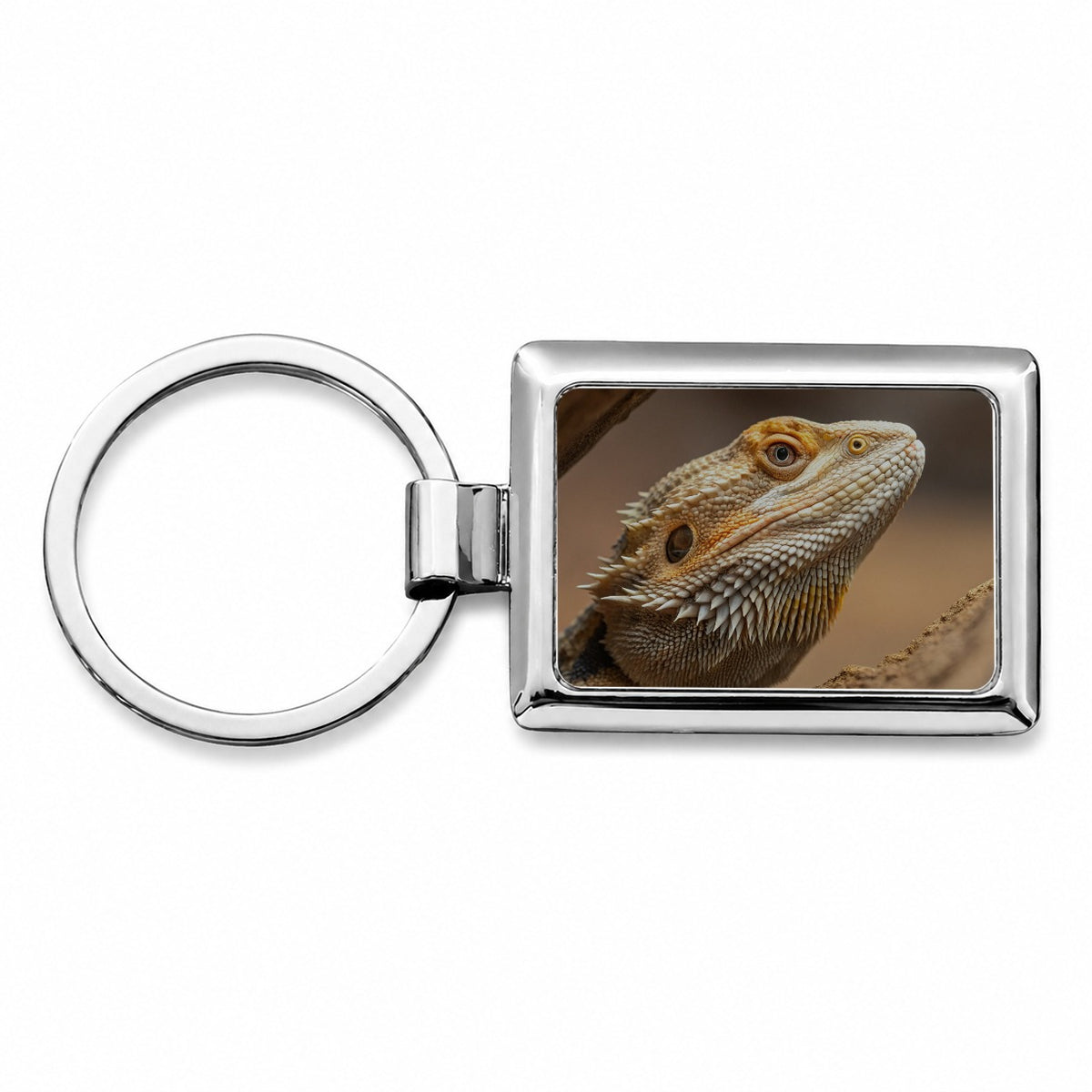 Bearded Dragon Lizard Wildlife Rectangle Metal Keychain