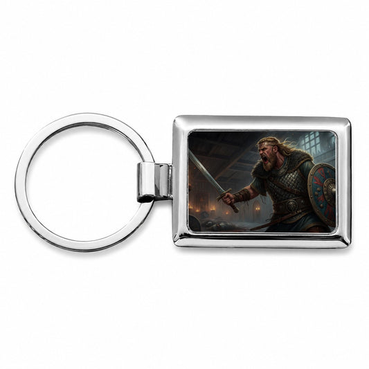 Beowulf Viking Warrior Rectangle Metal Keychain
