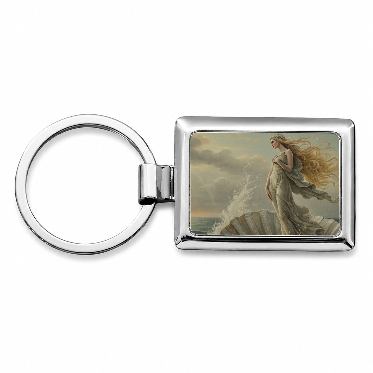 Birth of Venus Inspired Rectangle Metal Keychain