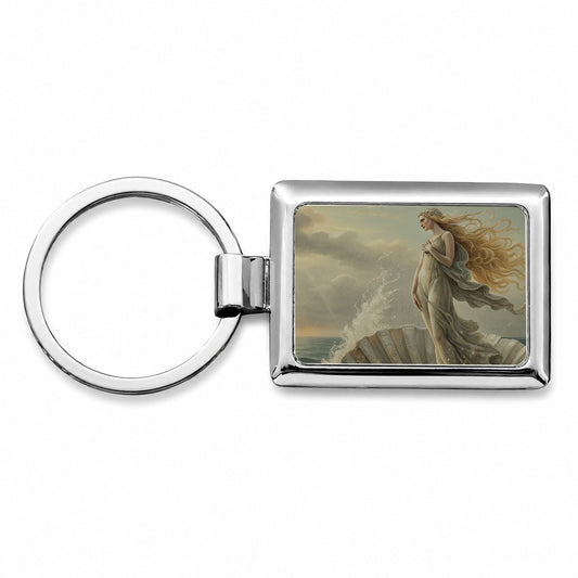 Birth of Venus Inspired Rectangle Metal Keychain
