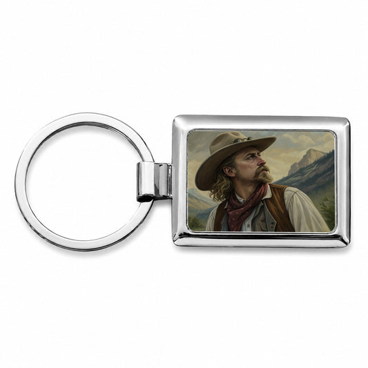 Buffalo Bill Wild West Rectangle Metal Keychain