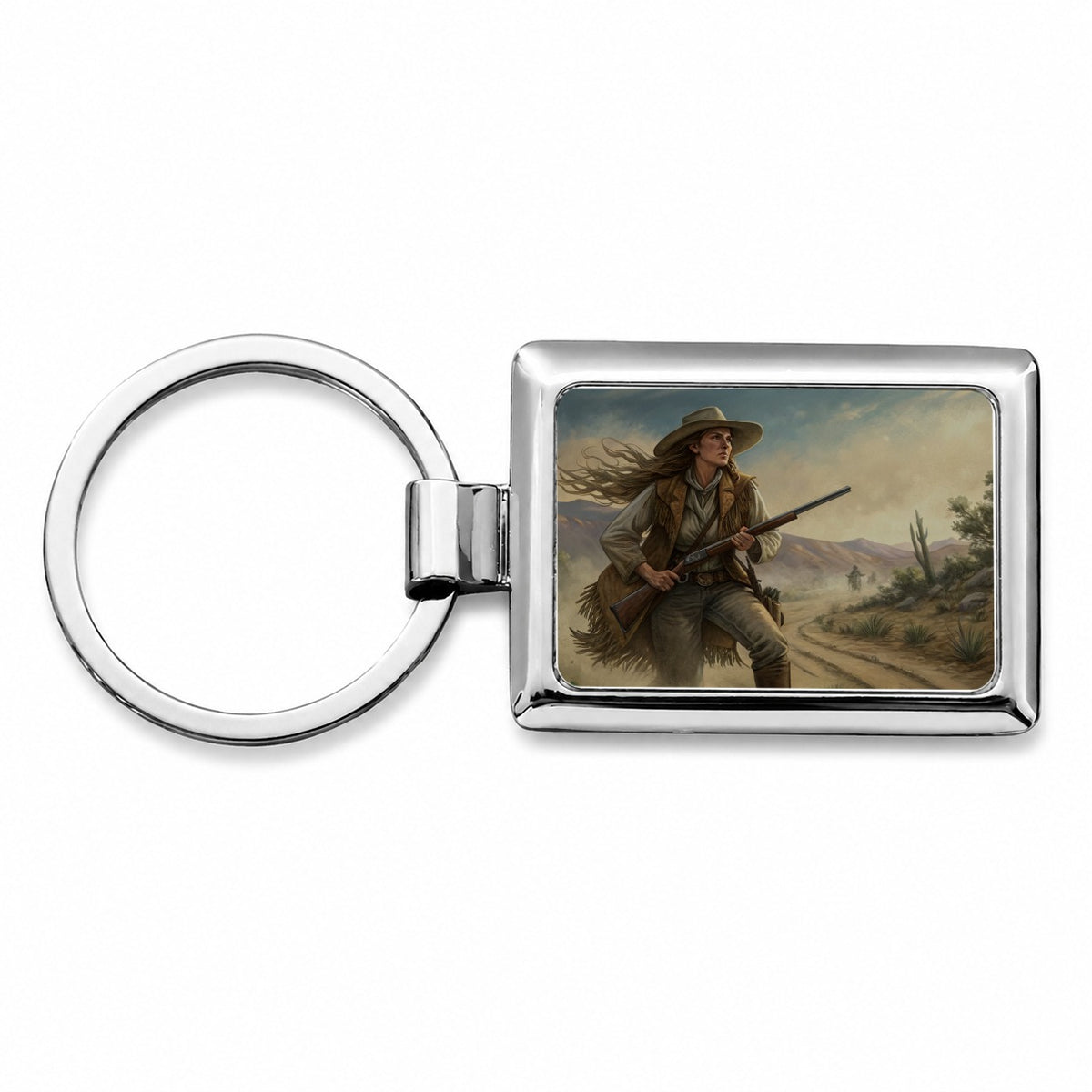 Calamity Jane Wild West Rectangle Metal Keychain