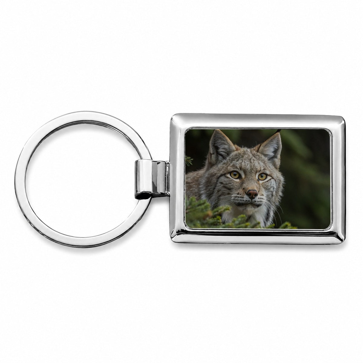 Canada Lynx Wildlife Nature Rectangle Metal Keychain