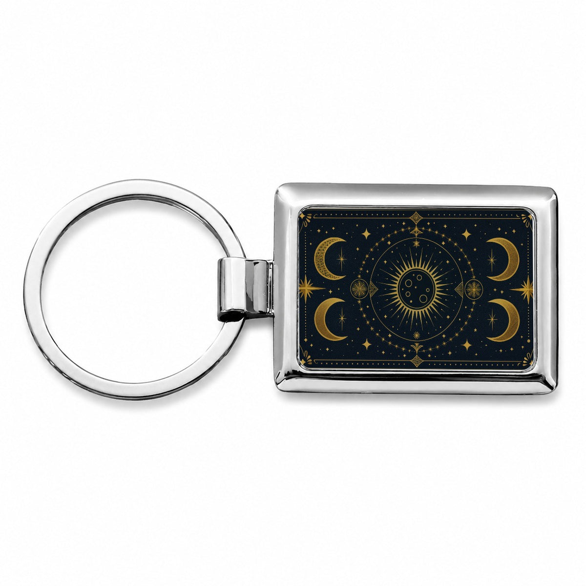 Celestial Mystical Tarot Art Rectangle Metal Keychain