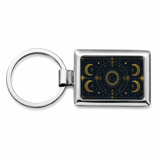 Celestial Mystical Tarot Art Rectangle Metal Keychain