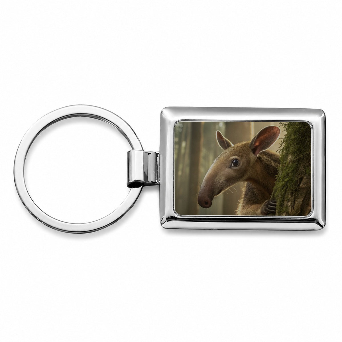 Curious Anteater Nature Photo Rectangle Metal Keychain