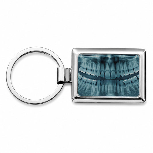 Dental X-Ray Mouth Teeth Dentist Rectangle Metal Keychain