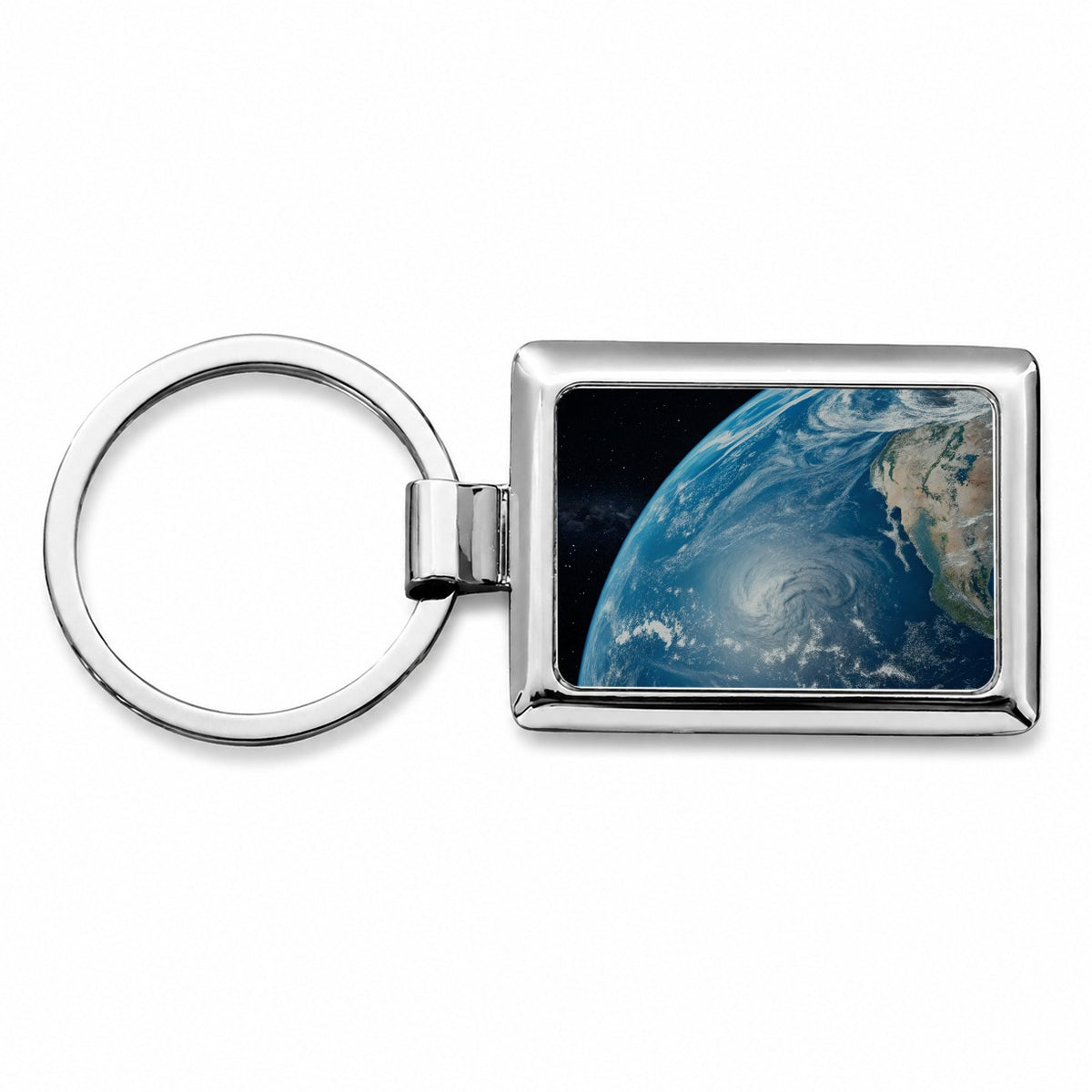 Earth from Space Rectangle Metal Keychain