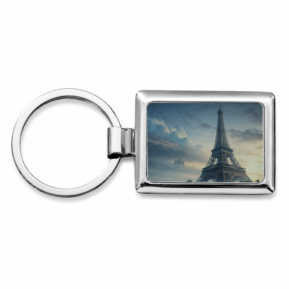 Foggy Eiffel Tower Paris Rectangle Metal Keychain