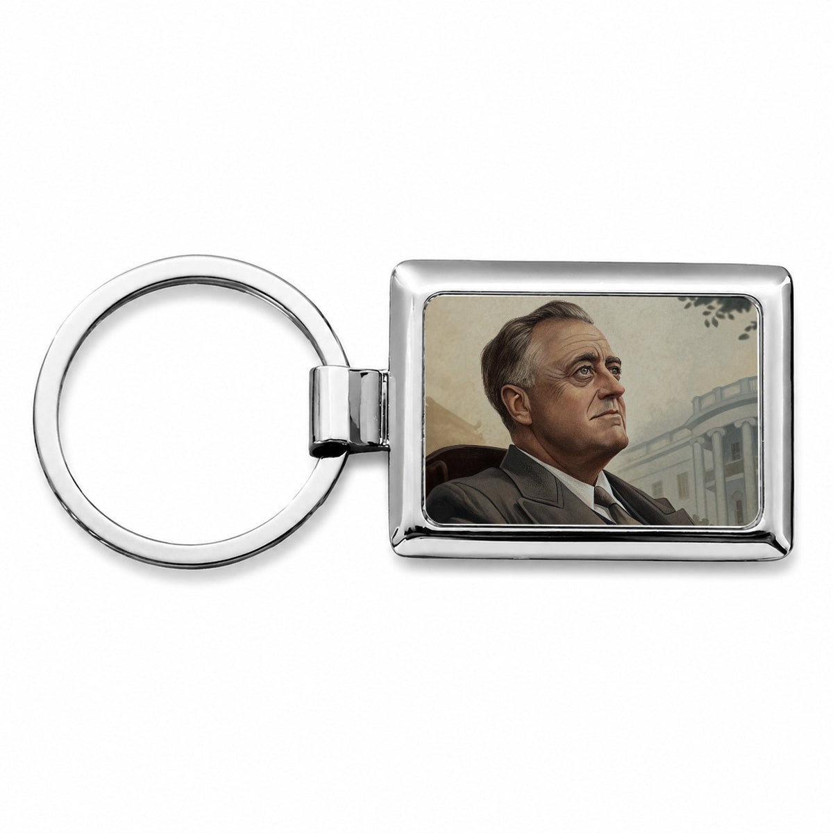 Franklin D Roosevelt American President Rectangle Metal Keychain