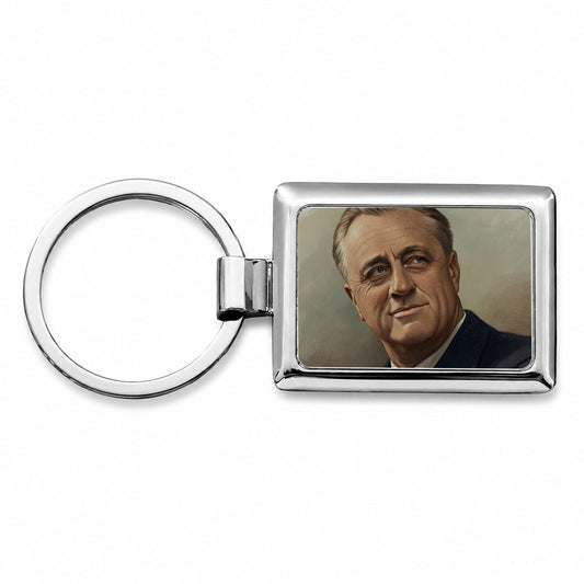 Franklin D Roosevelt President Rectangle Metal Keychain