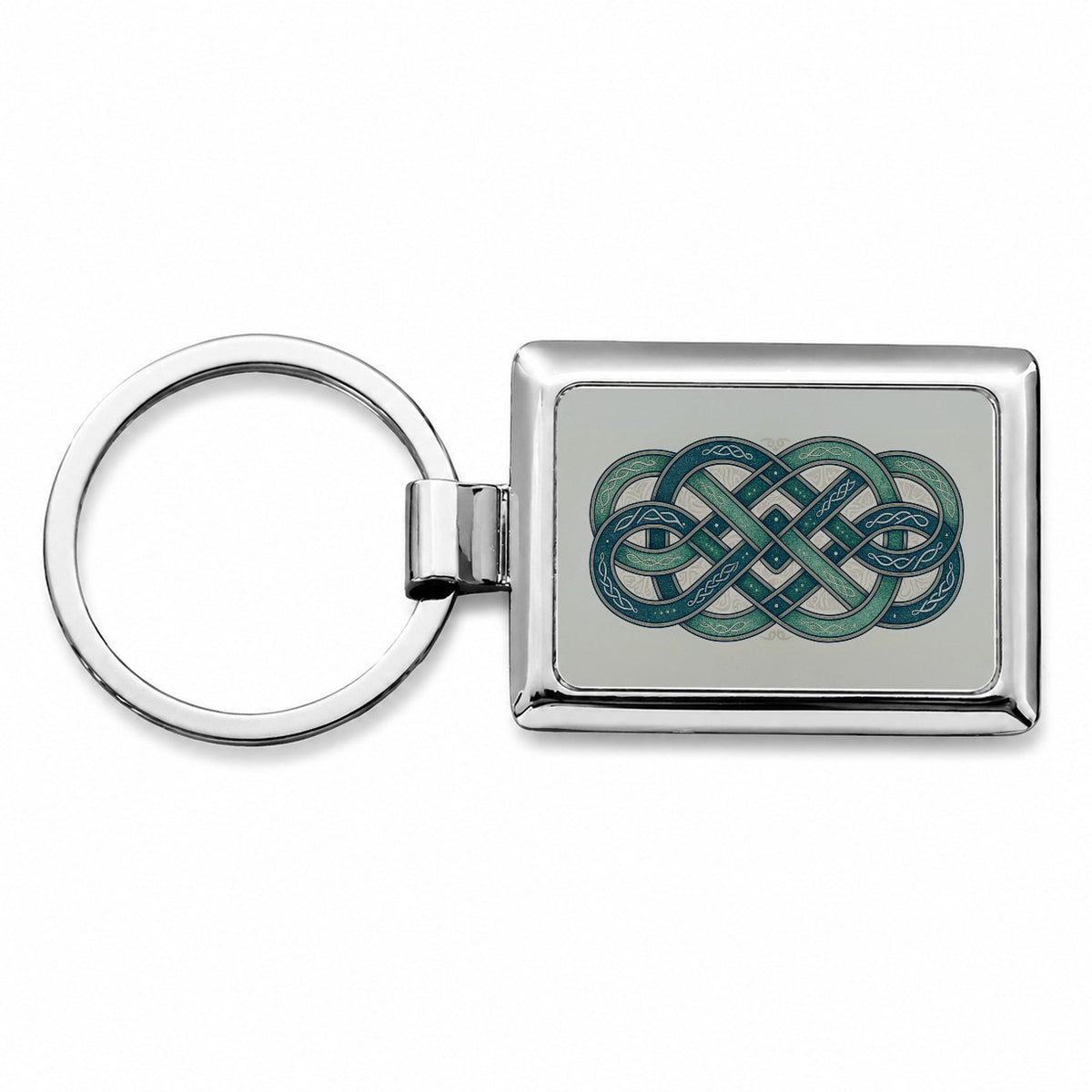 Irish Celtic Intricate Knot Rectangle Metal Keychain
