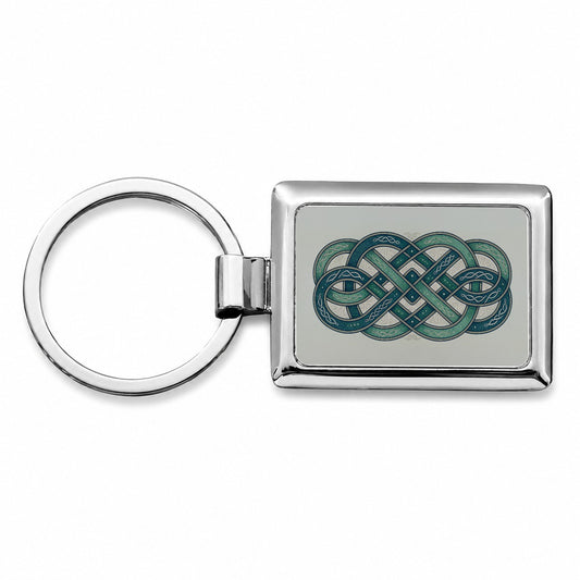 Irish Celtic Intricate Knot Rectangle Metal Keychain