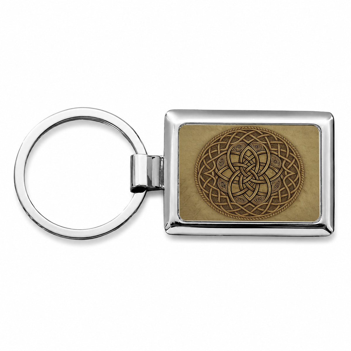Irish Celtic Knot Mandala Rectangle Metal Keychain