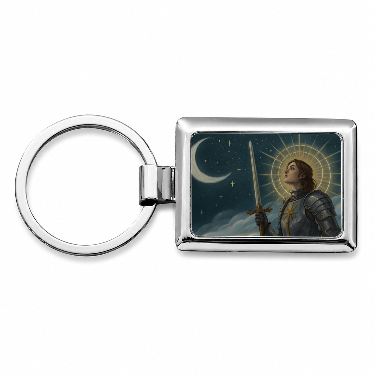 Joan of Arc Medieval Warrior Rectangle Metal Keychain