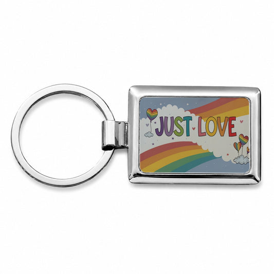 Just Love Rainbows Balloons Pride Rectangle Metal Keychain