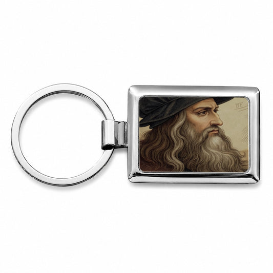 Leonardo da Vinci Inventor Rectangle Metal Keychain