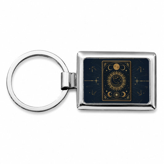 Mystical Divination Tarot Card Rectangle Metal Keychain