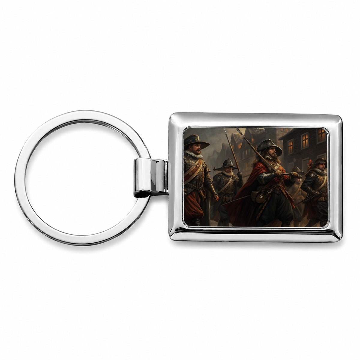 Night Watch Rembrandt Inspired Rectangle Metal Keychain
