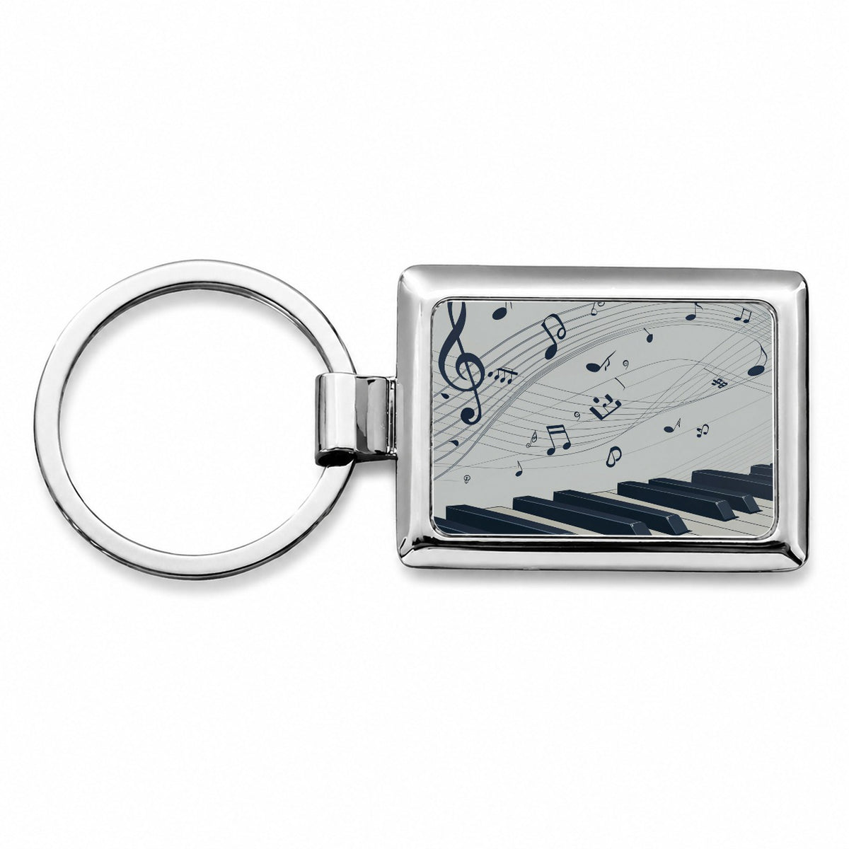 Piano Keys Musical Notes In Motion Rectangle Metal Keychain
