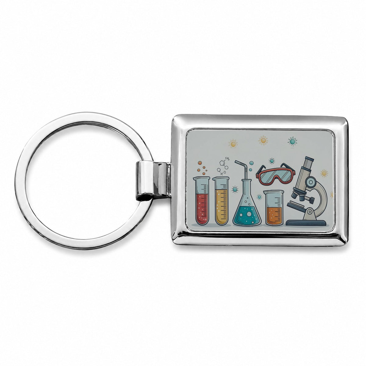 Science Chemistry Biology Physics Rectangle Metal Keychain