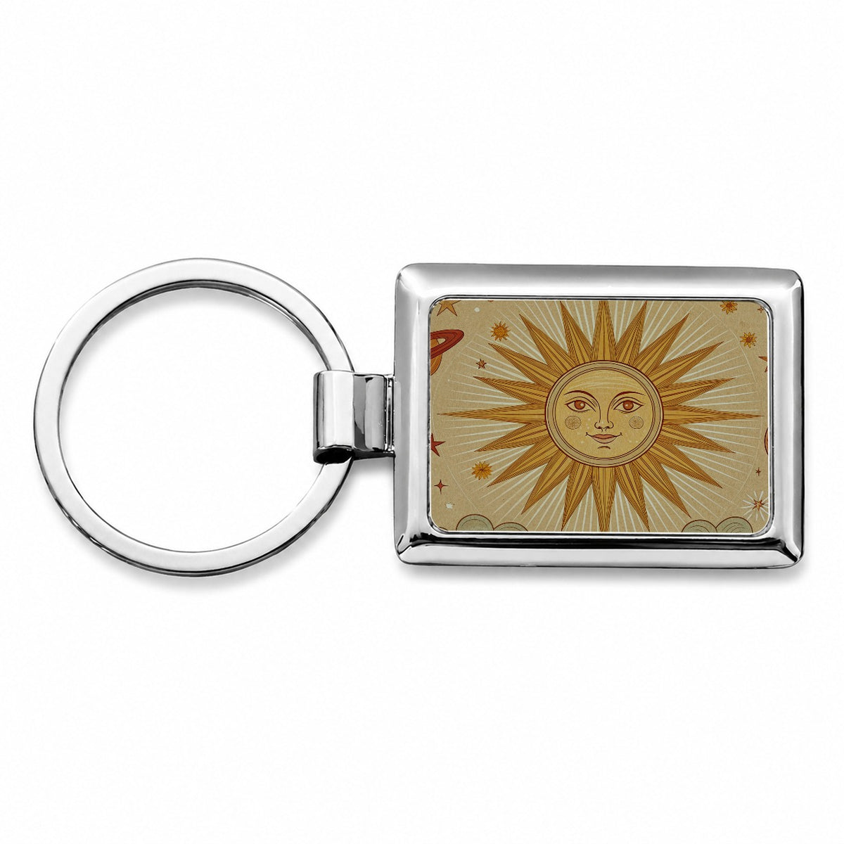 Sun Tarot Celestial Radiance Rectangle Metal Keychain