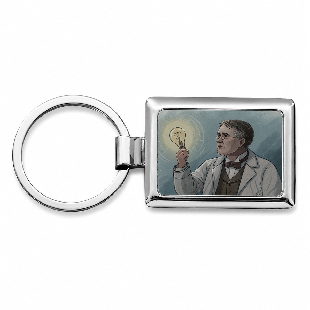 Thomas Edison American Inventor Rectangle Metal Keychain