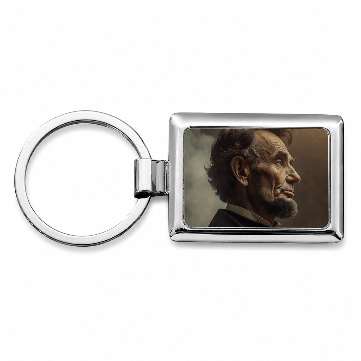 Victorian Steampunk Lincoln Portrait Rectangle Metal Keychain