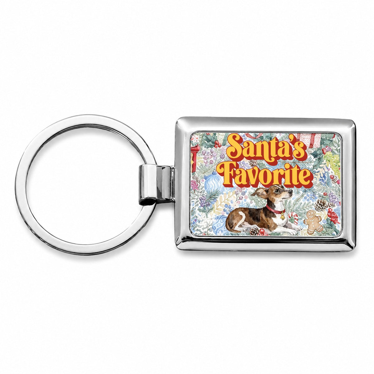 Chiweenie Dog Christmas Santa's Favorite Rectangle Metal Keychain