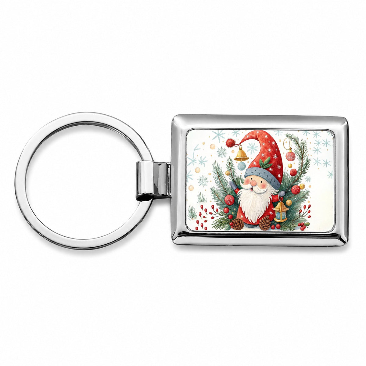 Christmas Gnome Colorful Rectangle Metal Keychain