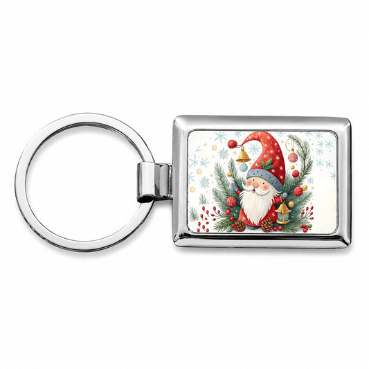 Christmas Gnome Colorful Rectangle Metal Keychain