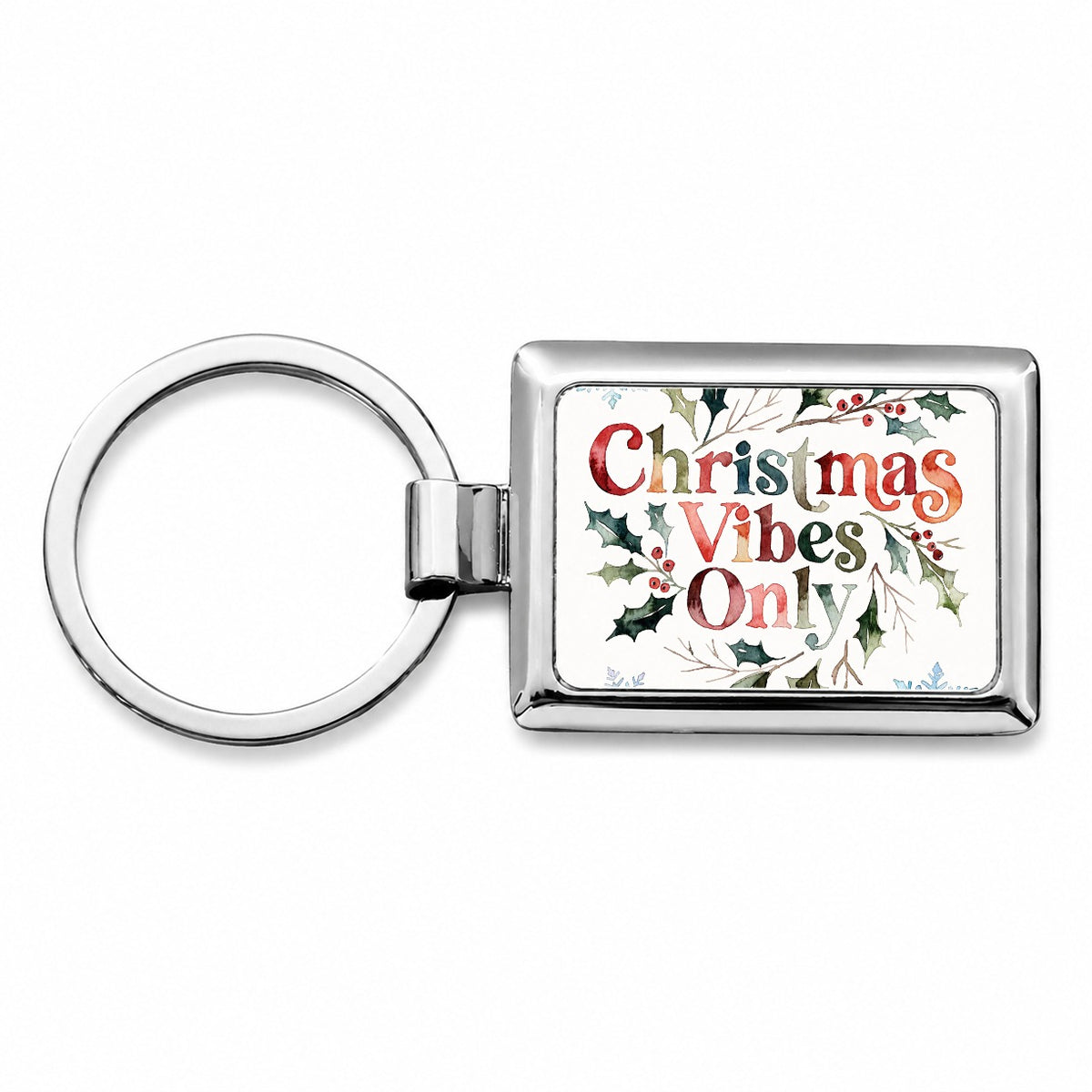 Christmas Vibes Only Rectangle Metal Keychain
