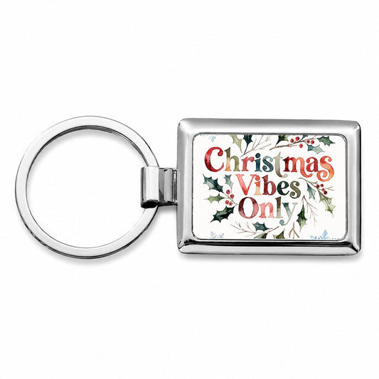 Christmas Vibes Only Rectangle Metal Keychain