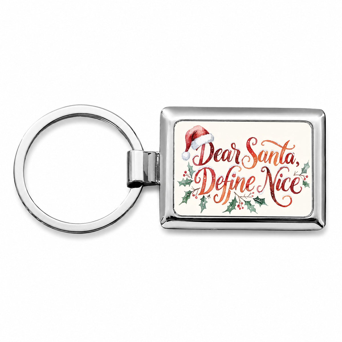 Dear Santa Define Nice Christmas Funny Rectangle Metal Keychain