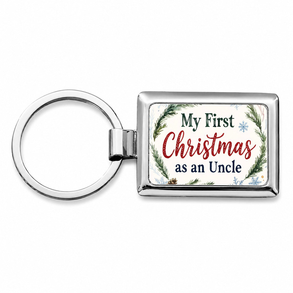 First Christmas Uncle Rectangle Metal Keychain