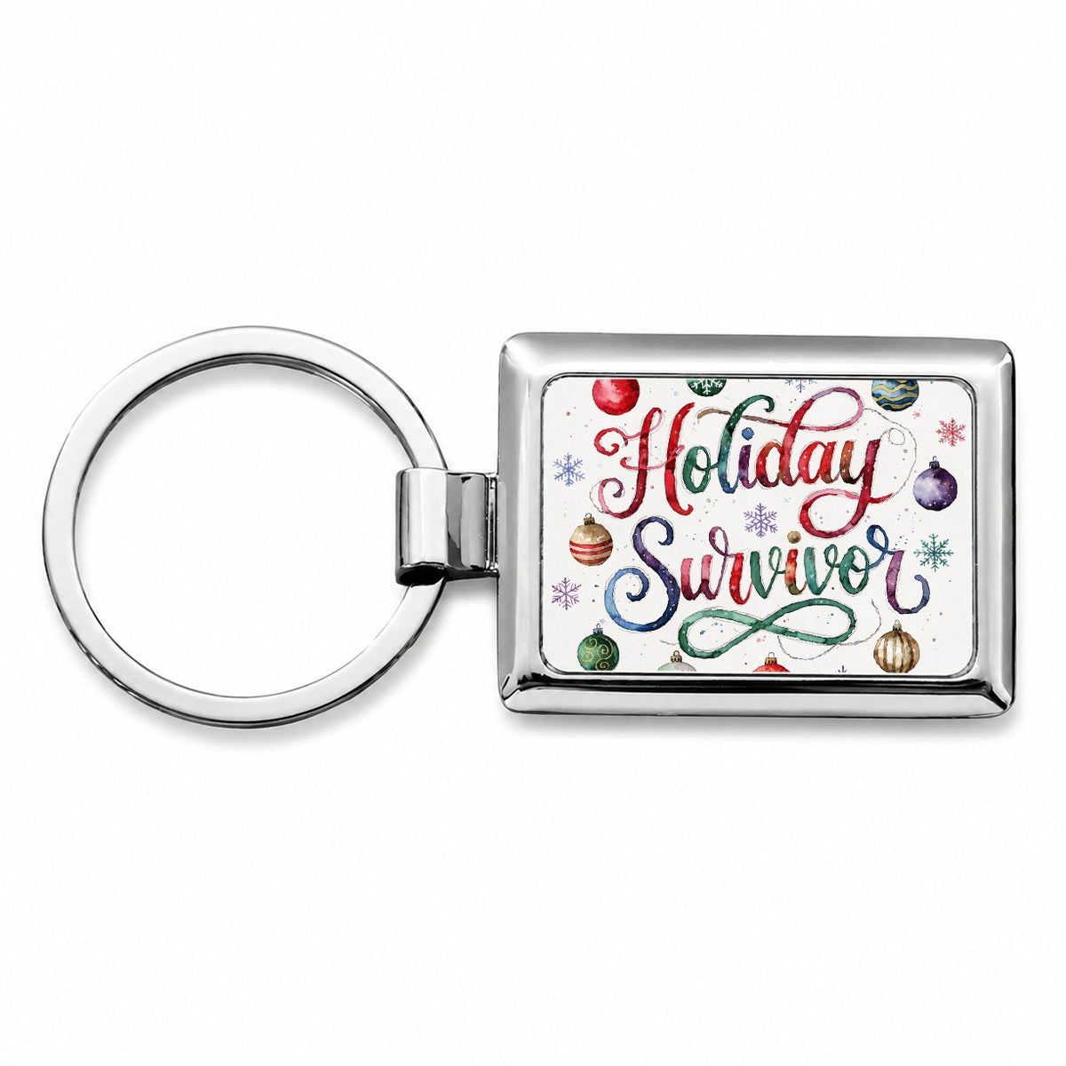 Holiday Survivor Christmas Funny Rectangle Metal Keychain