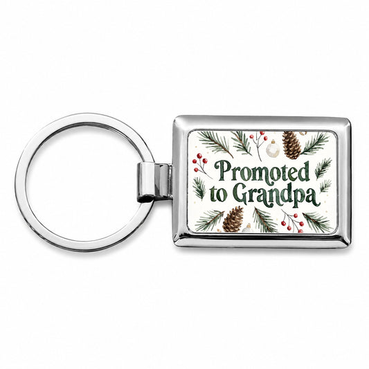Promoted To Grandpa Christmas Rectangle Metal Keychain