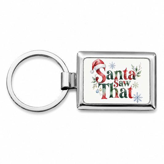 Santa Saw That Christmas Funny Rectangle Metal Keychain
